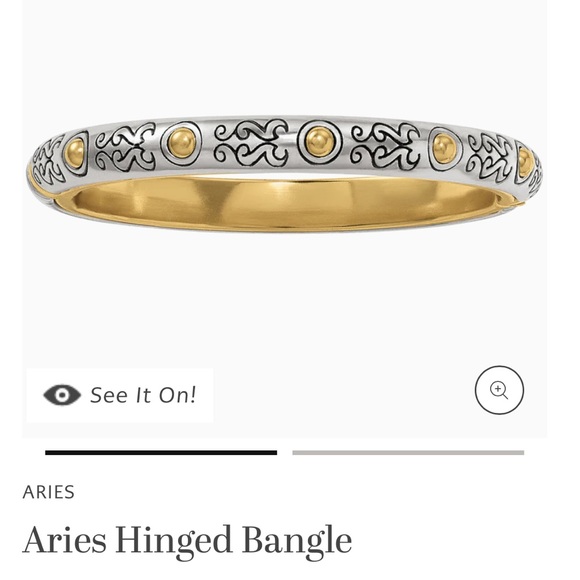 BRIGHTON Aires Hinged Bangle Two Tone Gold & Silver Plated Etched Magnetic Clasp - Picture 13 of 13